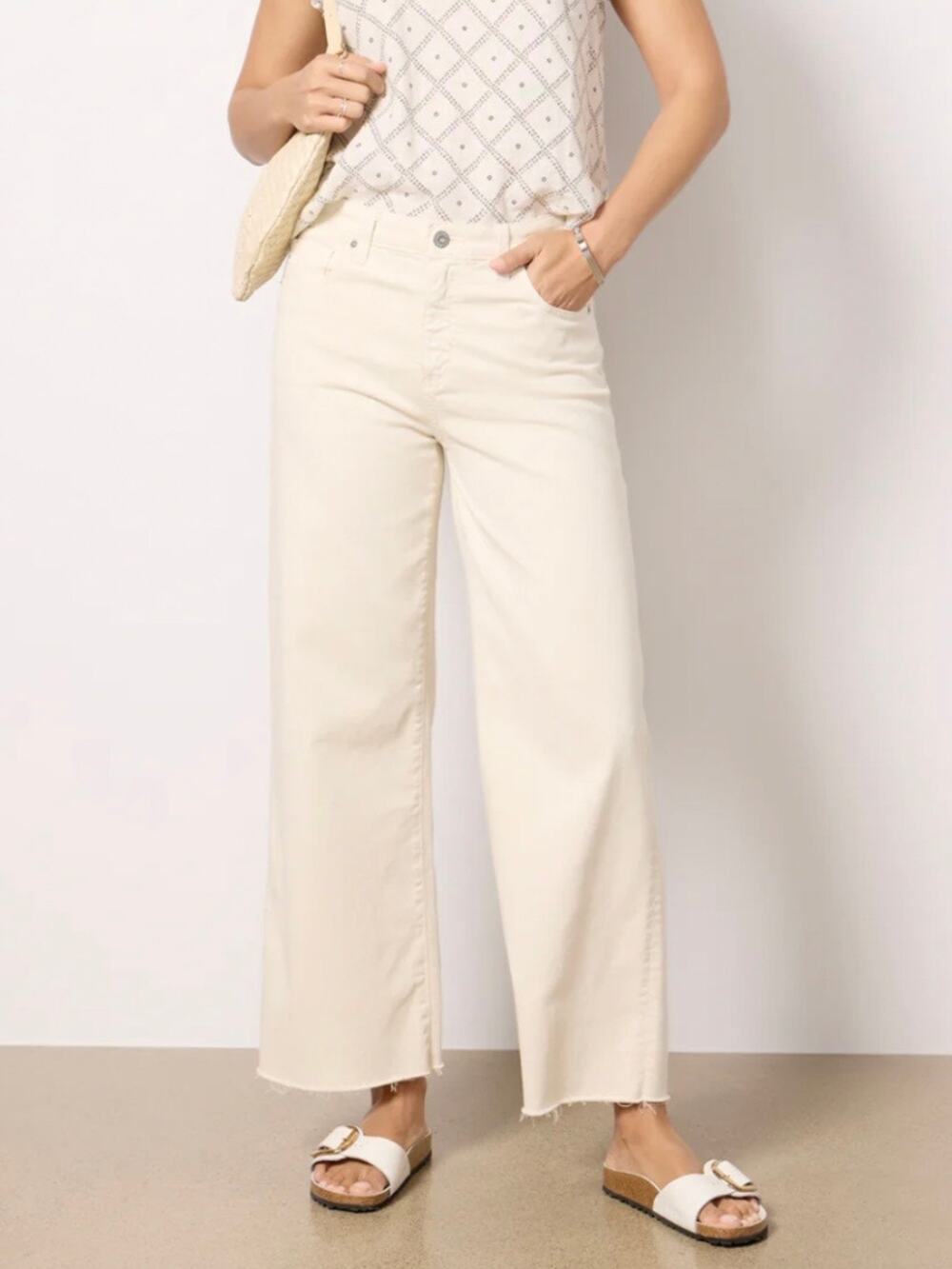 AG Adriano Goldschmied Saige Wide Leg Crop Cloud Soft Denim 30 Opal Stone